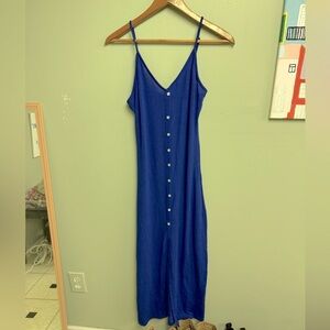 Elegant Blue Spaghetti Strap Maxi Dress